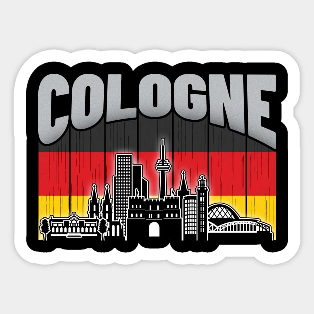 Cologne Germany Skyline Vintage German Flag Sticker by travel2xplanet